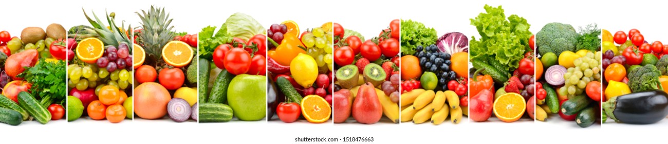 Vegetarian Fruits Vegetables Separated By Vertical Stock Photo ...