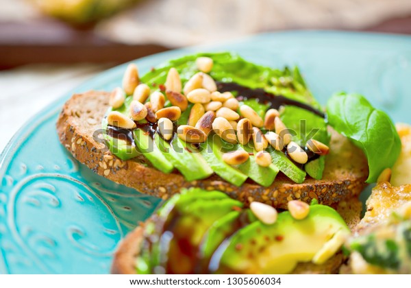 Vegetarian Healthy Bread Toasts Cottage Cheese Stock Photo Edit