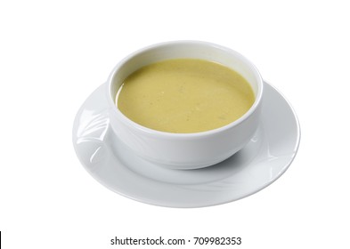 Vegetarian lentil soup isolated on white background