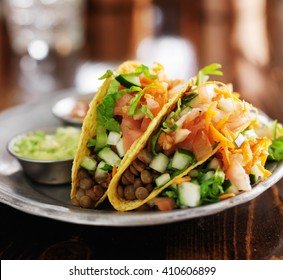 Vegetarian Lentil Tacos On Plate