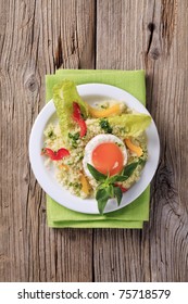 Vegetarian Meal - Couscous Salad And Fried Egg
