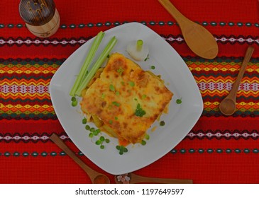 Vegetarian Moussaka With Vegetables. Meals For Lunch Or Dinner.
