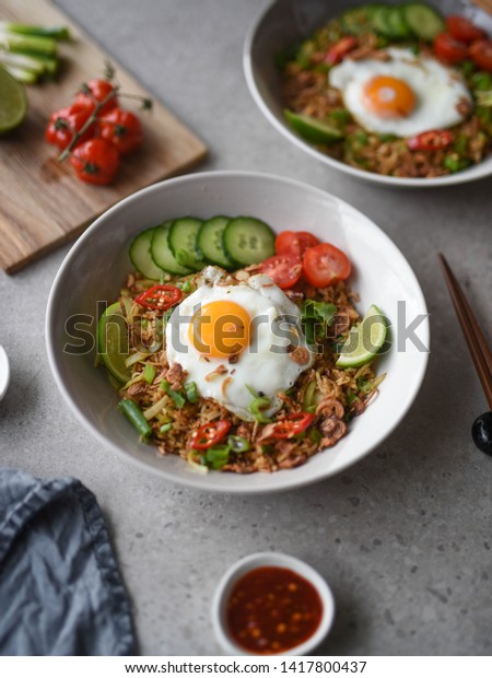 Vegetarian Nasi Goreng Indonesian Fried Rice Stock Photo 1417800437 ...