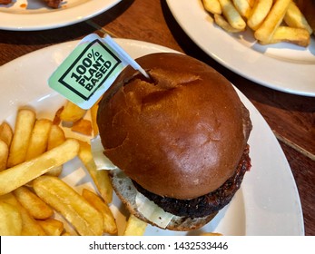 Vegetarian No Meat Plant Based Burger With Chips