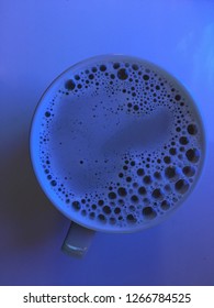 Vegetarian Oat Milk Café Latte, Cup Of Dairy Free Coffee Close Up, Foam And Bubble, Nice Shape In Surface Of Drink