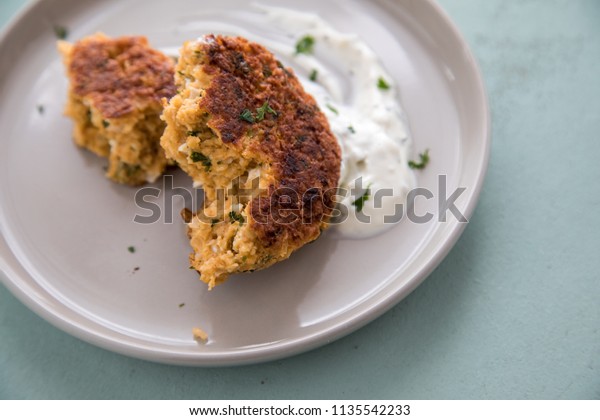 Vegetarian Oatmeal Cottage Cheese Patty Herbal Stock Photo Edit