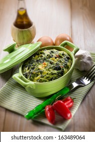 Vegetarian Pie With Spinach And Turnip Top, Selective Focus