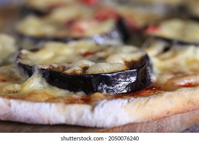 Vegetarian Pizza With Eggplant Tomato And Cheese