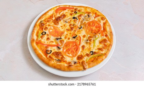 Vegetarian Pizza Isolated Top View