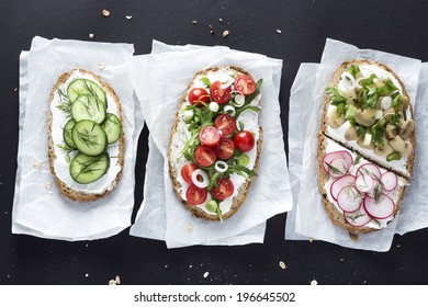 Vegetarian Sandwich On Black Background