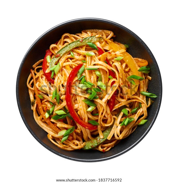 Vegetarian Schezwan Noodles Vegetable Hakka Noodles Stock Photo (Edit ...