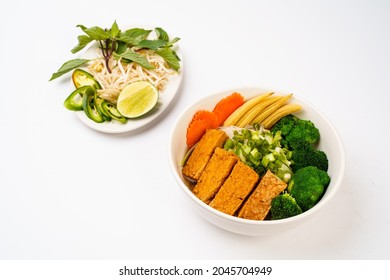 Vegetarian Soup Pho With Tofu, Herbs, And Spices