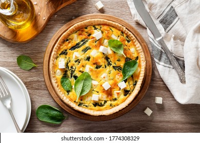 Vegetarian Spinach Pie Or Quiche With Feta Cheese .