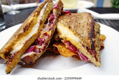 Vegetarian Tempeh Reuben Sandwich On Artisan Bread                               