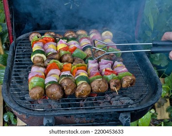 Vegetarian Vegetable Shish Kabob On The Grill. 