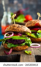 Veggie Beet And Quinoa Burger With Avocado