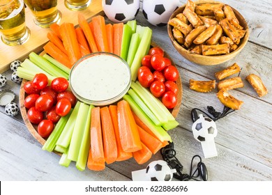 Veggie Platter With Dip For Soccer Party.