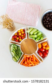 Veggie Tray And Crackers On White Background