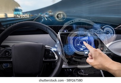 Vehicle Cockpit And Screen, Car Electronics, Automotive Technology, Autonomous Car, Abstract Image Visual