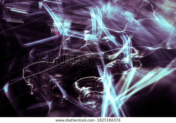 Vehicle\
interior. Abstract photography, long\
exposure.