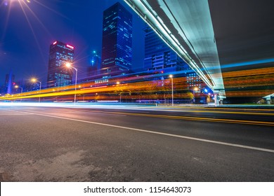 Vehicle Light Trails In City At Night
