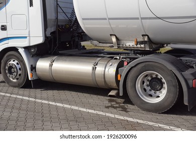 Vehicle Powered By LNG (liquefied Natural Gas).View Of The Compressed Gas Tank. Truck (tanker). 