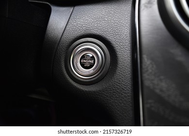 Vehicle Starter Button. Car Interior, Background