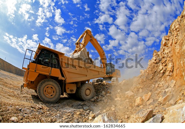 construction vehicles in action