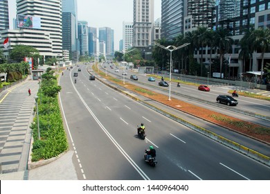 Vehicles Pass On Jalan Jenderal Sudirman, Jakarta, Wednesday 17 April 2019.