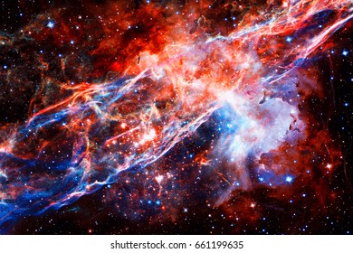 Veil nebula in outer space. Elements of this Image Furnished by NASA