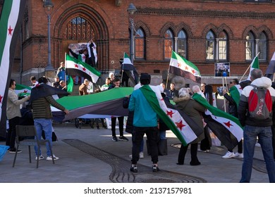  Vejle, Denmark, March 19 2022: Syrian Protest Against Putin And Bashar Al Assad          