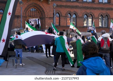  Vejle, Denmark, March 19 2022: Syrian Protest Against Putin And Bashar Al Assad          