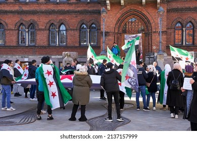  Vejle, Denmark, March 19 2022: Syrian Protest Against Putin And Bashar Al Assad          