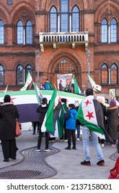  Vejle, Denmark, March 19 2022: Syrian Protest Against Putin And Bashar Al Assad          