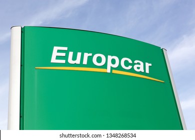 Vejle, Denmark - October 12, 2018: Europcar logo on a panel. Europcar is a French car rental company founded in 1949 in Paris