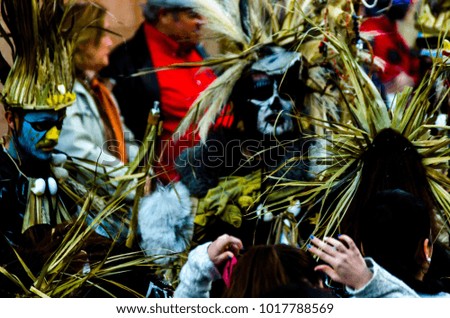 VELEZ-MALAGA, SPAIN - FEBRUARY 3, 2018
People in costumes celebrating carnival in Malaga province, carnival parade