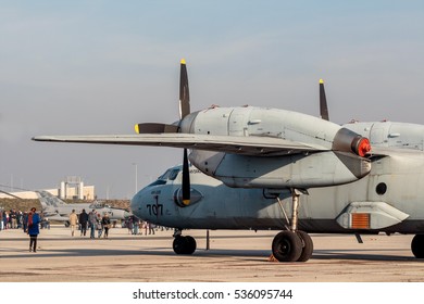 VELIKA GORICA, CROATIA - DECEMBER 10, 2016: On The Occasion Of The 25th Anniversary Of The Croatian Air Force And Air Defence, Was Held Open Day. Airfield With Military Transport Plane Antonov An 32