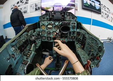 VELIKA GORICA, CROATIA - DECEMBER 10, 2016: 25th Anniversary Of Croatian Air Force And Air Defence. MIG  Cockpit With Pilot Mannequin.