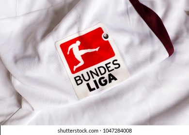 VELIKA GORICA, CROATIA - MARCH 16, 2018. - German Football League - Bundesliga Emblem On Football Jersey. 