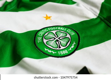 VELIKA GORICA, CROATIA - MARCH 17, 2018. - Scottish Football Club Celtic Glasgow Emblem On Jersey.