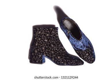 light blue velvet heels
