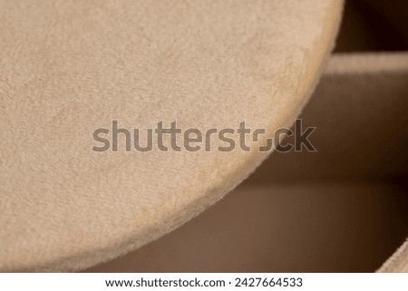 velvet fleecy beige material, soft and pleasant box lined with beige soft fabric