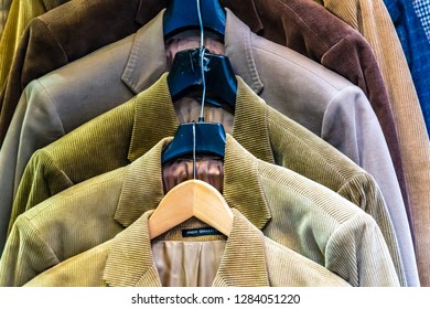 Velvet Jackets On Hangers For Sale In Italian Shop