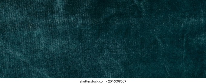 Velvet Texture Green Color Banner. Expensive Luxury Fabric,  Wallpaper. Copy Space