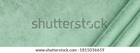 velvet texture mint color background banner. expensive luxury fabric, material,  wallpaper. copy space