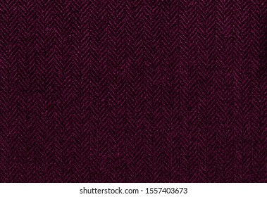 Venerable Maroon Wool Background Texture. Burgundy Intelligent Cashmere Fabric. Herringbone Tweed. Expensive Men's Suit Of Fabric. High Resolution.