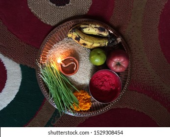 A veneration plate for the auspicious occasion of Dashain festival.