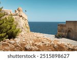 Venetian Fortress Fortezza in Rethymno, island Crete, Greece. Bastion against the sea