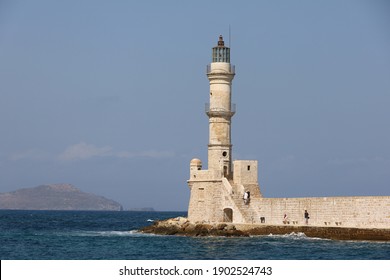 The Venetian Lighthouse Of Chania In Crete, Greece