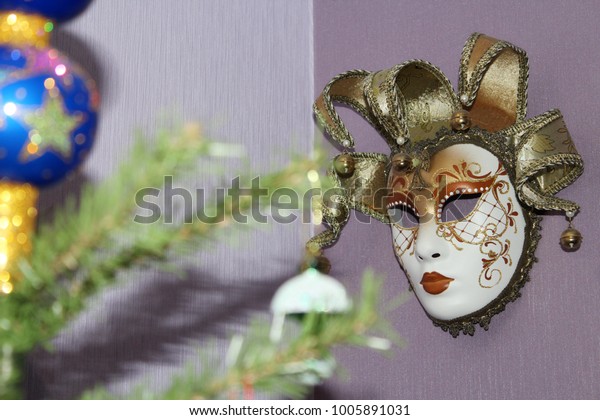 Venetian Mask Hanging On Wall Stock Photo Edit Now 1005891031